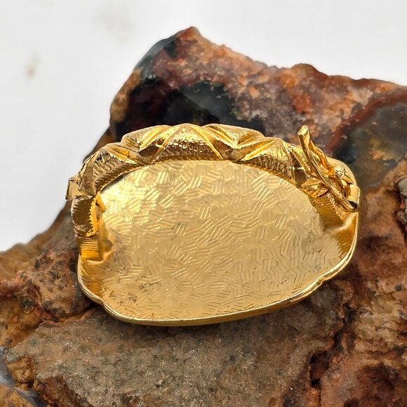 Vtg Cloisonné Floral Scarf Handkerchief Ring Multicolored Enamel Gold-Tone - Picture 3 of 5